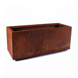 Wholesale Outdoor Long Metal Rectangle Planter Box Corten Steel Rectangle Trough Planter from china suppliers
