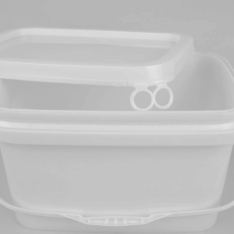 5L Food Grade White Square Bucket Polypropylene Bucket With Lid
