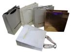 Eco-friendly 200g Golden Paper Carrier Bag With Glued Ribbon Handle, Logo