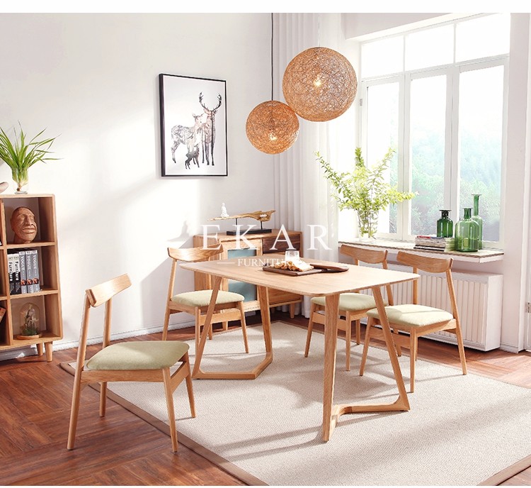 Oak Wood Upholstered Fabric Modern Dining Chair