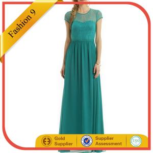 Wholesale Teal Chiffon Gown Floor length Evening Dress from china suppliers