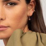 Customized Women Girl Fashion Jewelry Gold Plated Star Dangle Hoop Earrings 925