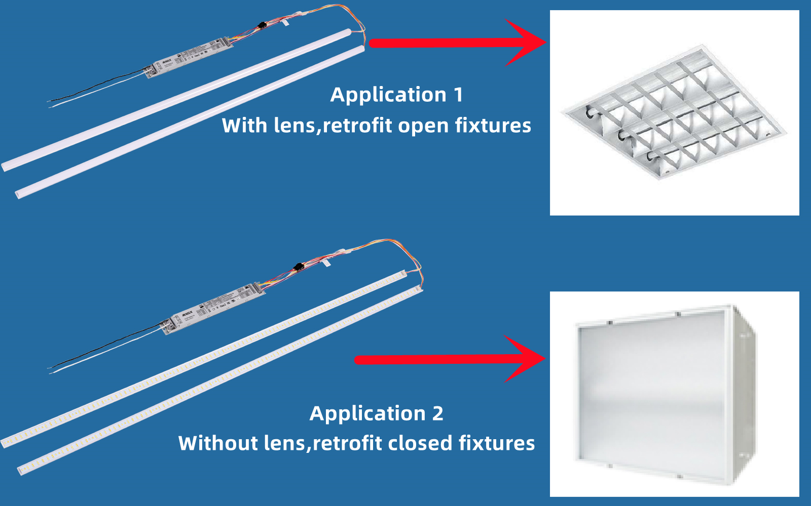 Linear retrofit Kit Light 46W Fixture with 85 CRI Ra and Driver 120-277V / 120-347V
