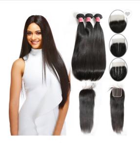 Wholesale SGS Straight Human Hair Weave / Peruvian Hair Bundles With Closure from china suppliers