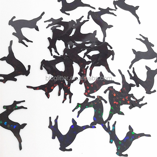 PVC Stock Holo Black Deer Glitter Shape Ready to Ship from Texiles