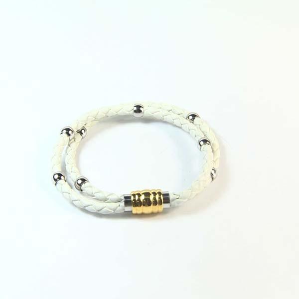 Europ American Fashion Trendy Stainless Steel Geniune PU Leather Bracelet Bangle