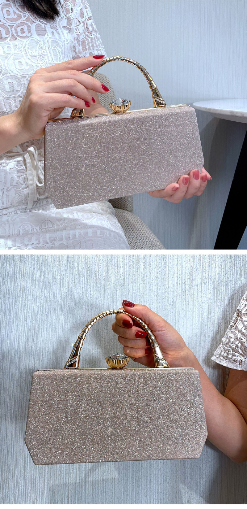 Vintage Style Hasp Women Handbag adorned with Designer Highlight Sequins Leather Trend