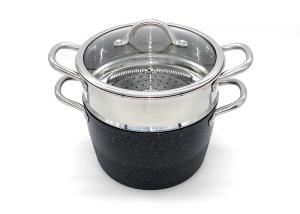 Wholesale 4mm Glass Lid Ceramic Coating 5.5L Couscous Steamer Pots from china suppliers