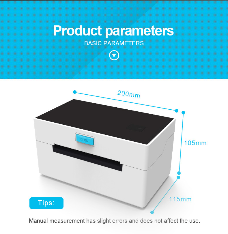 Portable Thermal 4 Inch Label Printer White Color ESC POS ZJ-9220