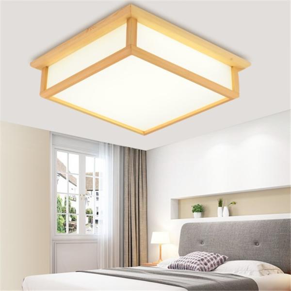 Japanese wooden square led ceiling light minimalist modern bedrooms lamp(WH-WA