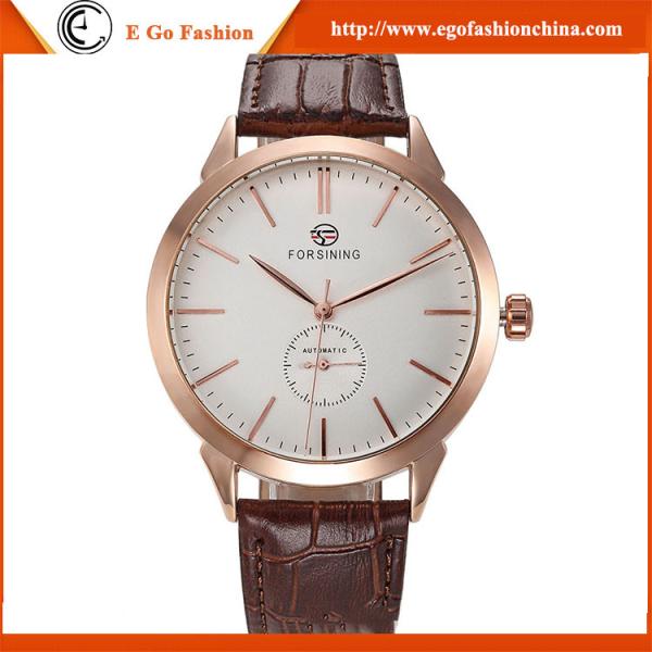 WN28 Mechanical Watch Rose Gold Leather Watch Forsing Stainless Steel Caseback
