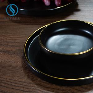 Wholesale Golden Edge Black Porcelain Dinnerware Simplicity Deep Ceramic Plate from china suppliers