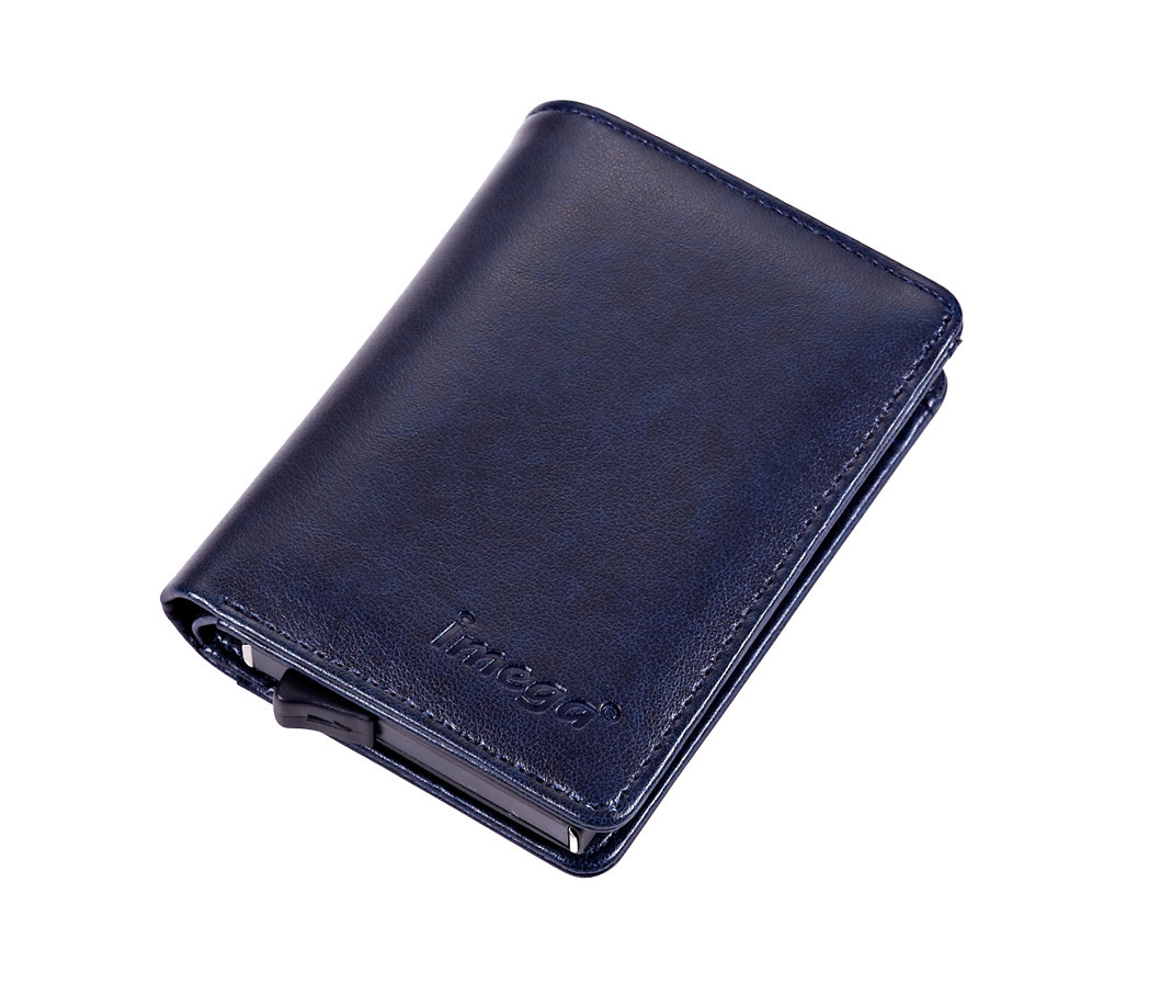 Classic And Sophisticated PU/Aluminum Card Holder Wallet Organizes 8-10 Cards With Magnet Closure