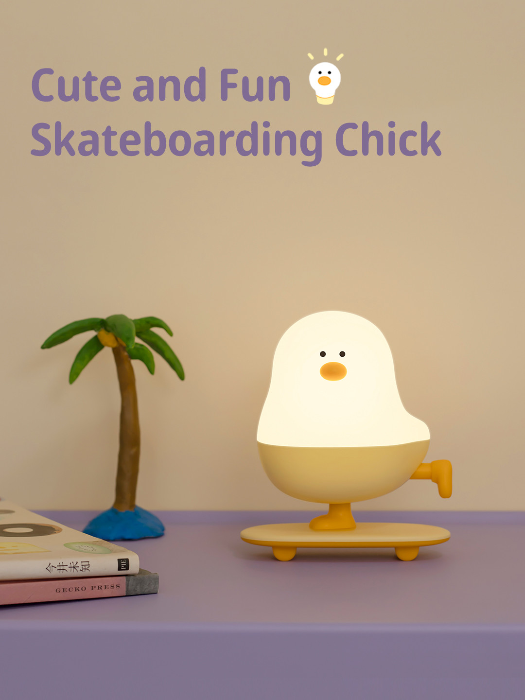 Modern Rechargeable LED Skateboard Chicken Night Lamp ABS Bedroom Desktop Decor With Touch Power Holiday Gift For Sleepers
