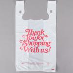 White Colour Thank You T Shirt Shopping Bags Plastic Customized Printing