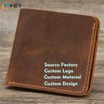 Vintage Men's Genuine Leather Coin Purse with Zipper and Classic Animal Print