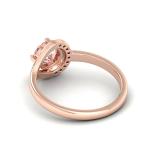 Rose Gold Plated Round Cut Natural Pink Morganite In Center Silver Ring Band