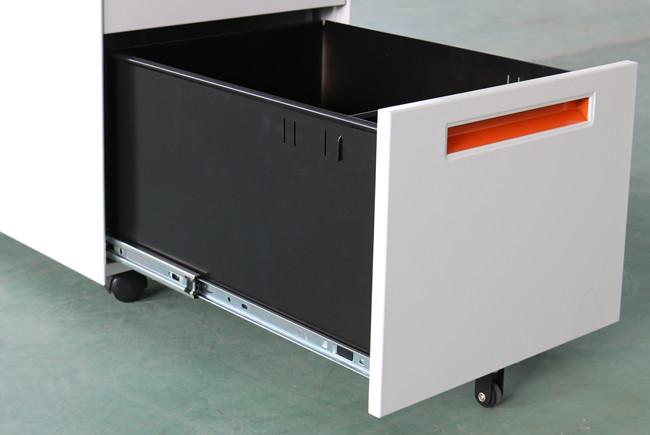 Cold Rolling Steel White File Cabinet On Wheels Three Drawer With Siding