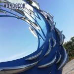 Large Outdoor Metal Art Abstract Marine Animal Swimming Fish School Stainless