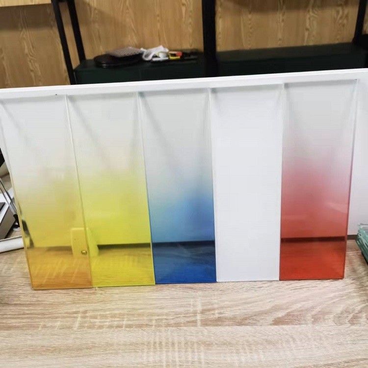 Gradient Colored Tempered Art Glass Frosted Toughened Sandwich Decorative