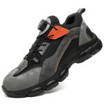 Suede Men'S Boa Button Welding Work Boots With Steel Toe