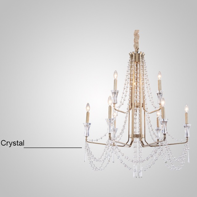 Wrought iron lighting two tier crystal chandelier (WH-CI-38)