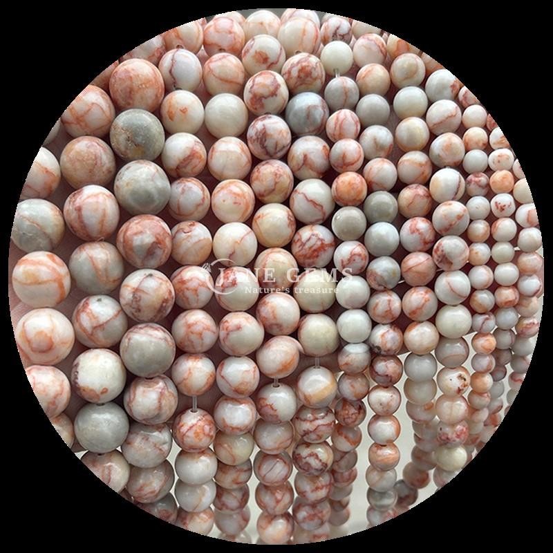 Round Shape Gems Bead Natural Gemstone Beads Polished Rhodonite Loose Bead Strands for Exquisite Jewelry Collections