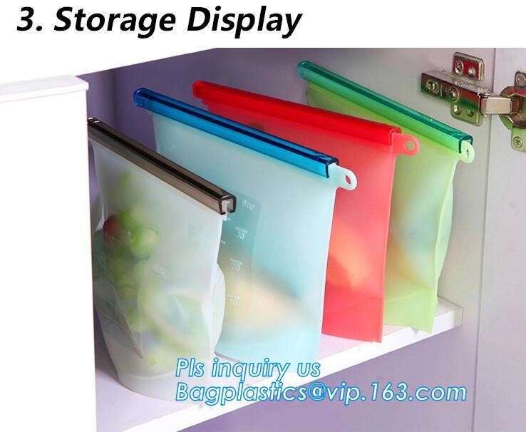 Reusable Leakproof Zipper Preservation Airtight sandwich Zip lockk Cooking Fresh Zip Large Silicone Storage Food Bags With
