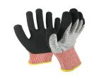 HPPE Liner Level 5 Cut Resistant Gloves Latex Sandy Coating Red Cuff