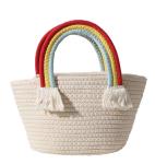 Rainbow Cloud Cotton Woven Bag , Crochet Beach Bag for Seaside Holiday