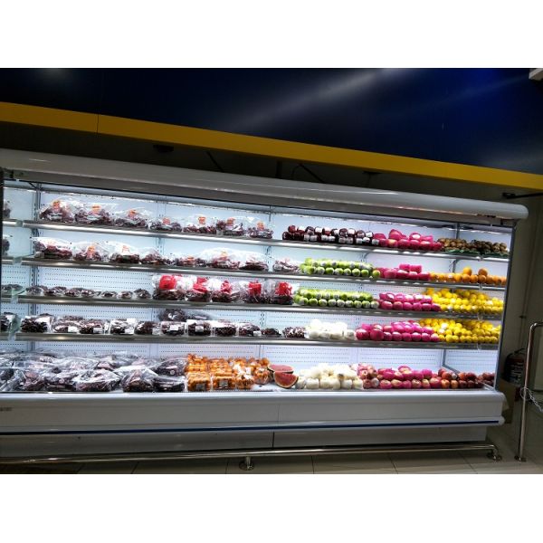 Eco Friendly Upright Multideck Open Freezer Showcase For Vegetable And Fruit