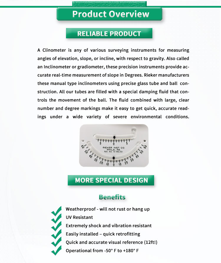 Rieker 2056Y Industrial Grade Inclinometer for 60 Degree Precision Slope Measurement