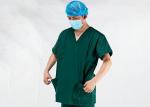 Hospital Use Medical Surgical Scrub Suits Short Sleeve 100% Cotton V Neck