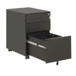 Black 0.5 - 1.2mm Lockable Storage Cabinet , Metal Office Mobile Pedestal