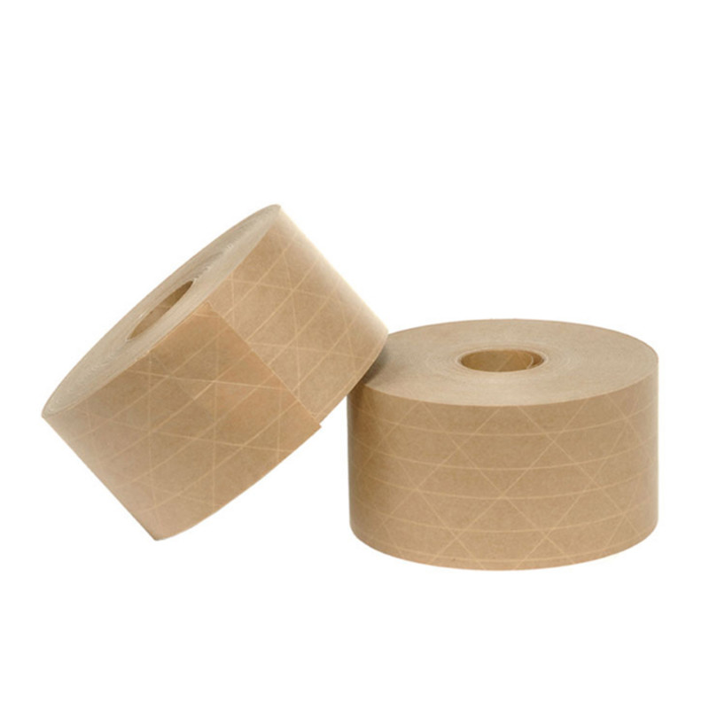 Reinforced Self Adhesive Brown Kraft Paper Adhesive Tape Jumbo Roll ISO9001