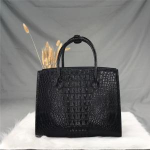 Wholesale Authentic Crocodile Skin Women Black Totes Purse Genuine Alligator Leather Lady Shoulder Bag Female Three-way Handbag from china suppliers