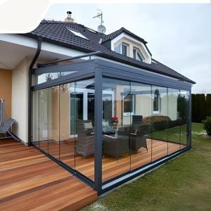 Wholesale Modern Glass Sunroom Transparent Glass Aluminum Frame Sunroom Heat Insulation Outdoor Garden Greenhouse Sunroom Customized Size from china suppliers