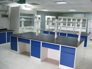 Wholesale Grey Steel School Lab Furniture , Laboratory Island Bench Three Ways Bronze Nozzle from china suppliers
