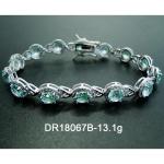 CZ Jewelry 925 Sterling Silver Pear Cut Green Spinel Teardrop Tennis Bracelet