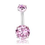 Double Blue Zircon Stones 14G Titanium Piercing Jewelry Opal Navel Ring