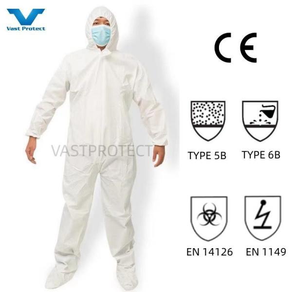 VPT621 PPE Industrial Safety Waterproof Breathable Chemical White Disposable