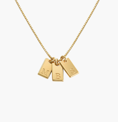 Baguette 18K Gold Filled Pendant Personal Handmade Brass Pendant Necklace