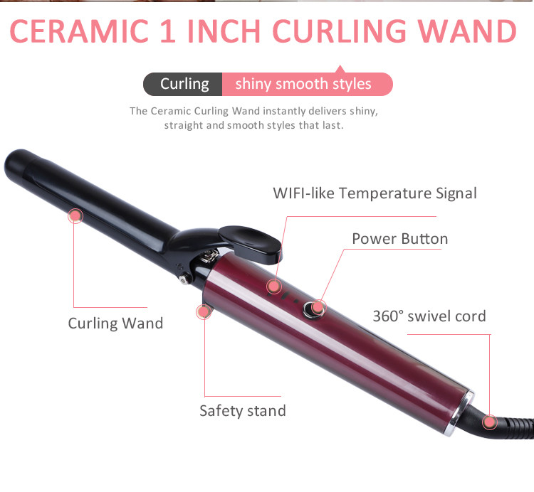 Magic rotating Ceramic Hair Curler with LED Indication Display
