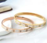 Fashion Girls Stainless Steel Diamond Pave Gold Bracelet for Girl Jewelry