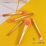 Aluminum Ferrule Face Makeup Brush Set 6PCS Plastic Handle Soft Synthetic Hair