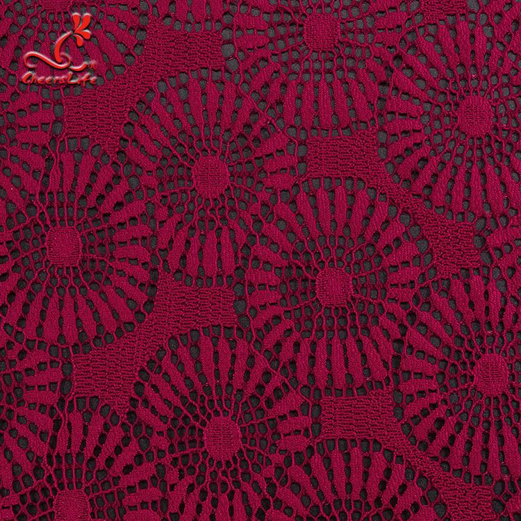 Fashion Wine Lace Fabric High Quality Red Lace Fabric For Garment