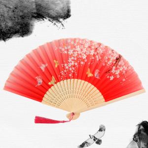 Wholesale Wholesale Chinese Custom Bamboo Printed Fabric Bamboo Fan Folding Paper Fan Hand Fan for Favors Gift from china suppliers