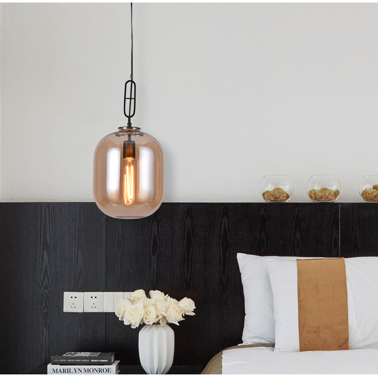Glass industrial style bar chandelier living room bedroom study wax gourd Chandelier（WH-GP-91)