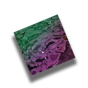 Wholesale 304 Water Ripple Stainless Steel Texture PVD Iridescent Metal Sheet For Art Decoration from china suppliers