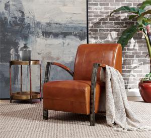 Wholesale Rustic Top Grain Genuine Leather Leisure Chair Comfortable Cushion Living Room Furniture from china suppliers